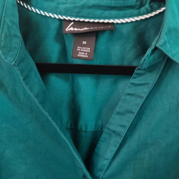 Lane Bryant Green Long Sleeve Button Down Blouse in Size 26 - Picture 3 of 10